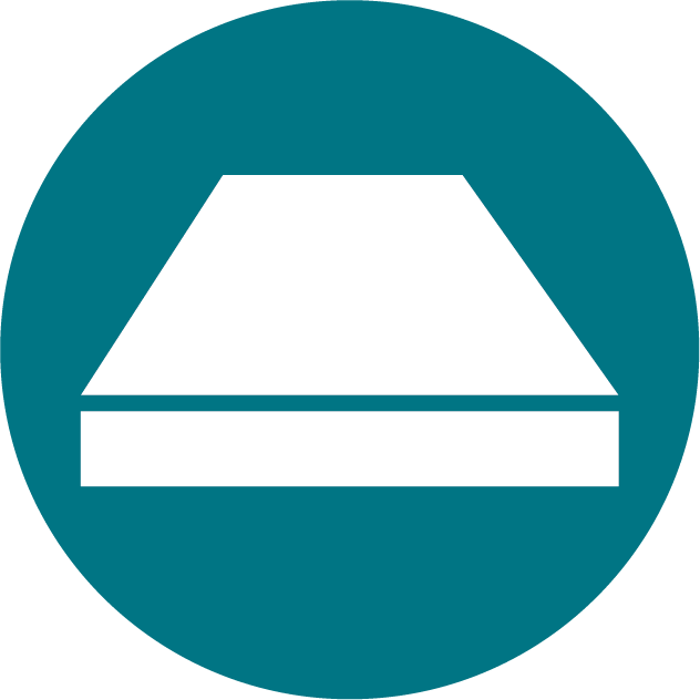 teal circle with a icon of rectangle with smooth cut edges and corners